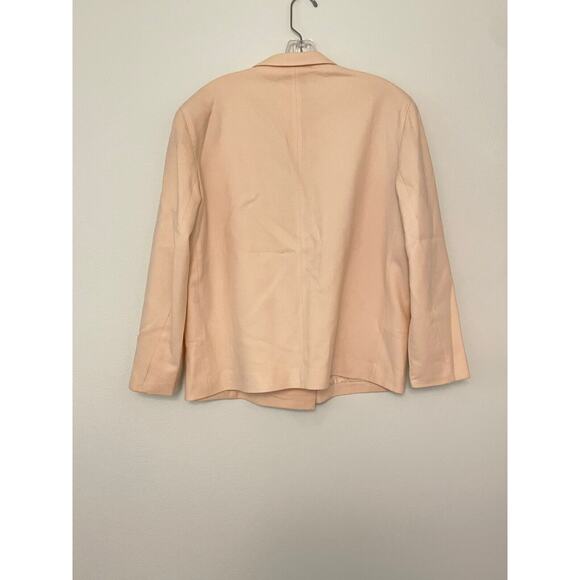 Vintage Brian Tucker Women Blazer Size 12 Cream Wool Double Breasted Preppy FLAW - Picture 6 of 12